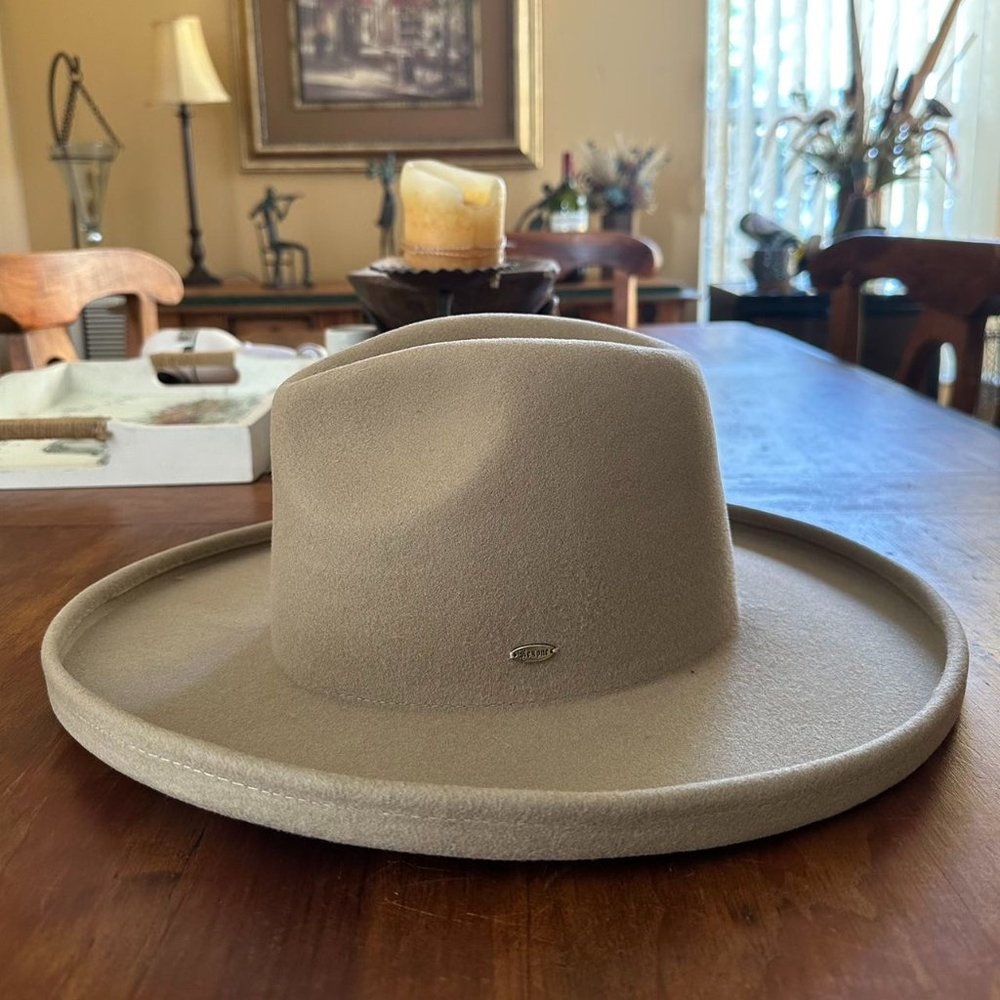 KEYONE ITALIAN MADE HAT STELLA PENCIL BRIM FEDORA HAT BROWN BEIGE M $60